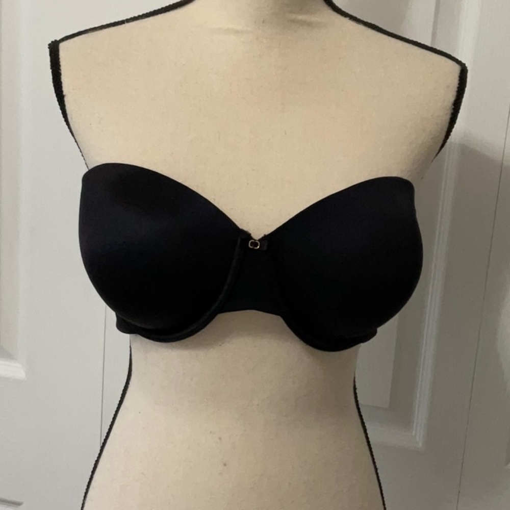 Vanity Fair Strapless Underwire Bra w/ silicone bands, Black 38D, lightly padded